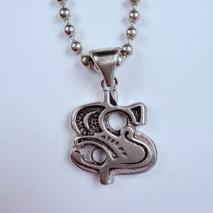 Room 101 Sterling Silver 925 Money Dollar Sign $ Chrome Necklace Hearts NWT
